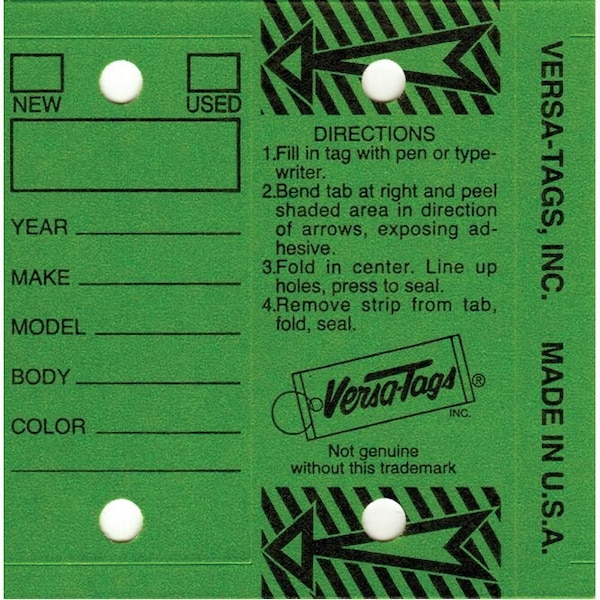 Car Dealer Depot Genuine Versa-Tag Key Tags: Green Pk 415 - main